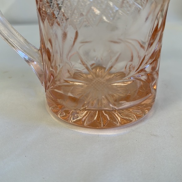 DEPRESSION GLASS PINK FLORAL AND DIAMOND BAND SMALL PITCHER - Picture 11 of 16